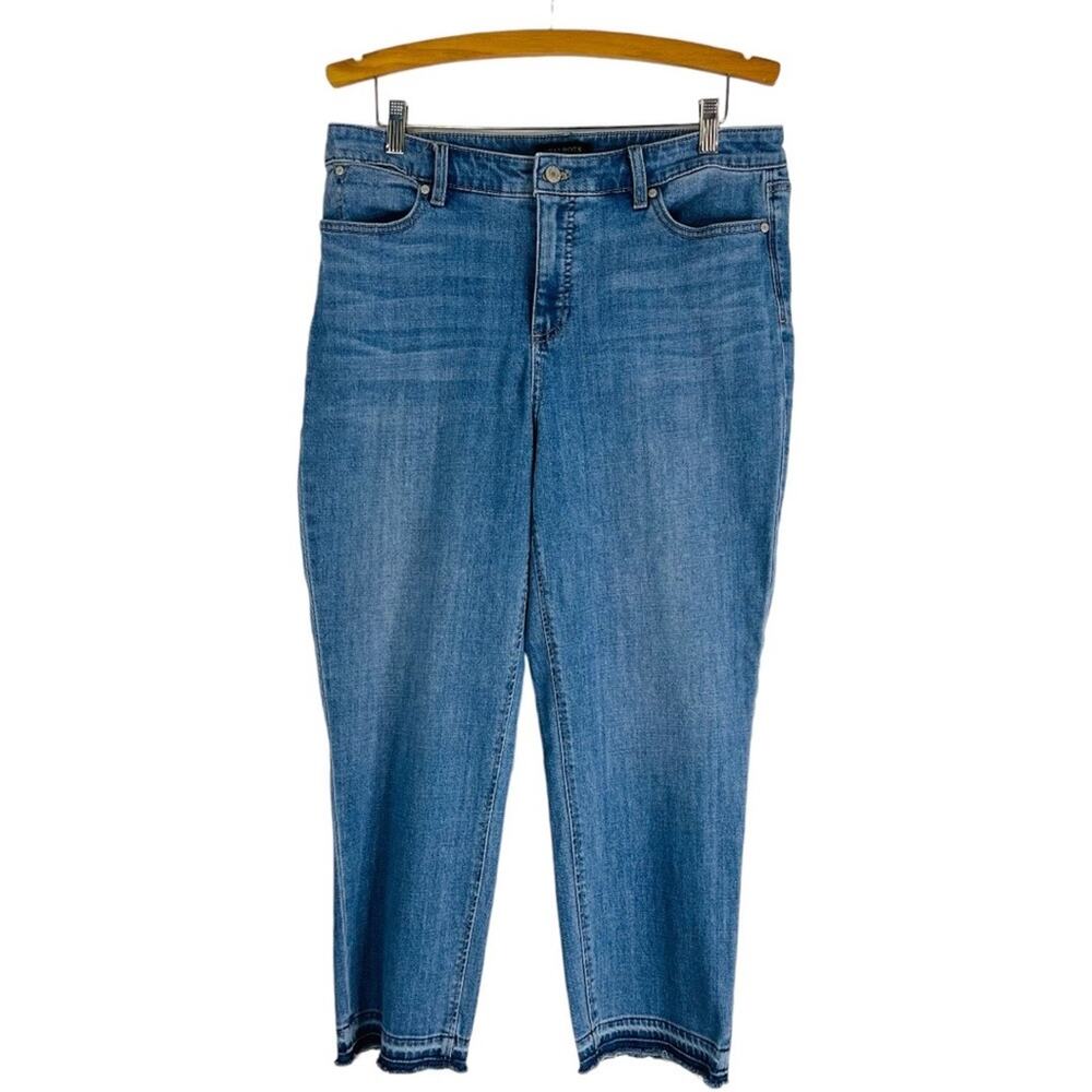 Talbots blue five pocket high waisted cropped straight leg jeans 14